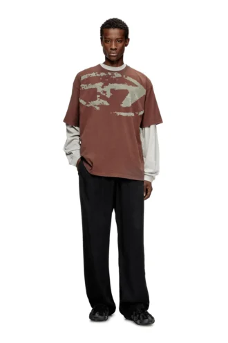 t-boxt-n14 T-shirt con logo floccato effetto consumato