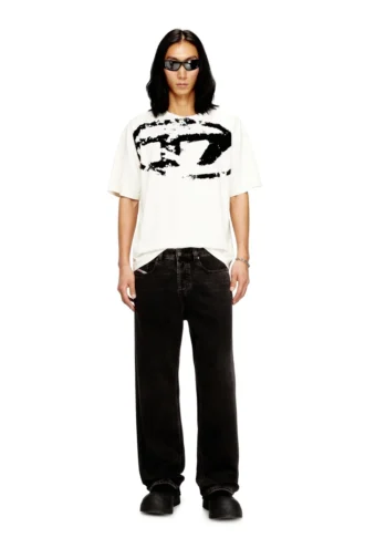 t-boxt-n14 T-shirt con logo floccato effetto consumato