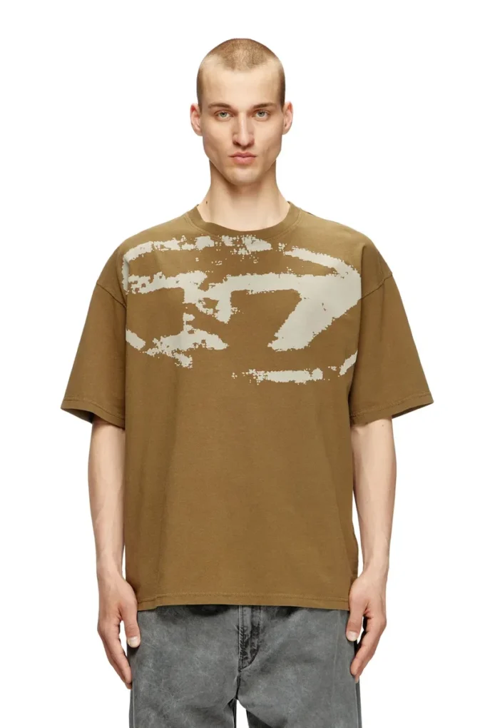 t-boxt-n14 T-shirt con logo floccato effetto consumato