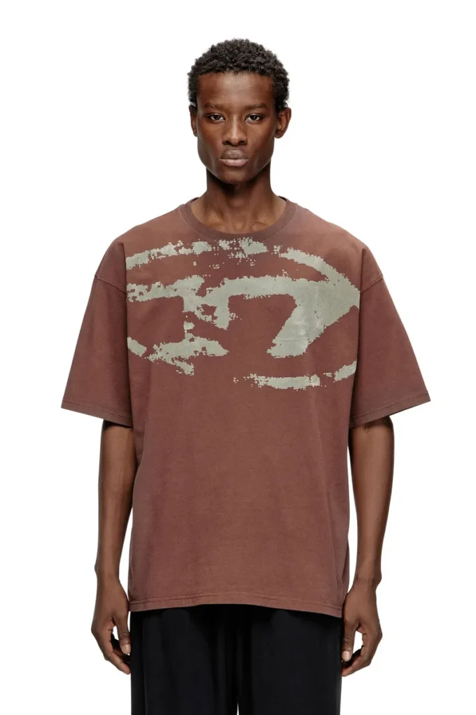 t-boxt-n14 T-shirt con logo floccato effetto consumato