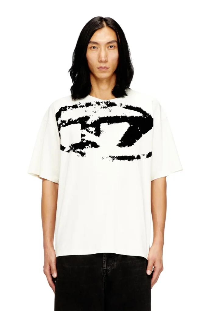 t-boxt-n14 T-shirt con logo floccato effetto consumato