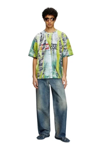 t-boxt-r13 T-shirt con stampa trompe l’oeil crackle