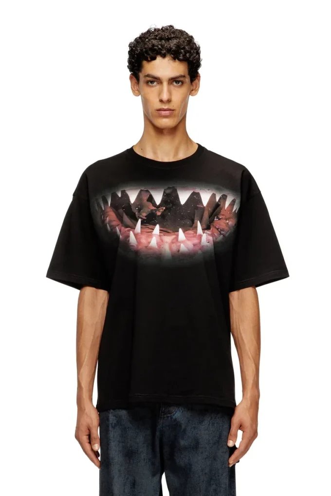 t-boxt-t21 T-shirt in cotone con stampa bocca di squalo