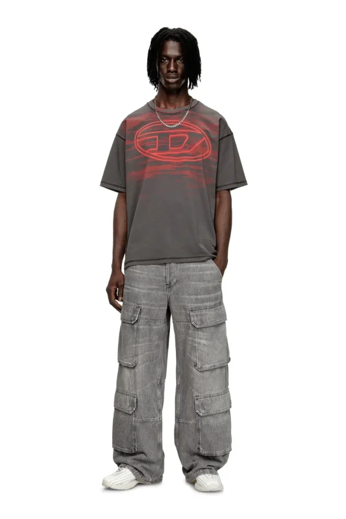 t-boxt-t5 T-shirt in cotone con stampa ovale D t-boxt-t5 T-shirt in cotone con stampa ovale D
