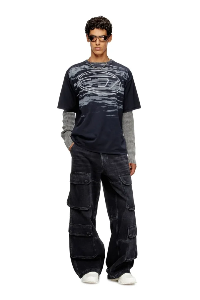 t-boxt-t5 T-shirt in cotone con stampa ovale D t-boxt-t5 T-shirt in cotone con stampa ovale D