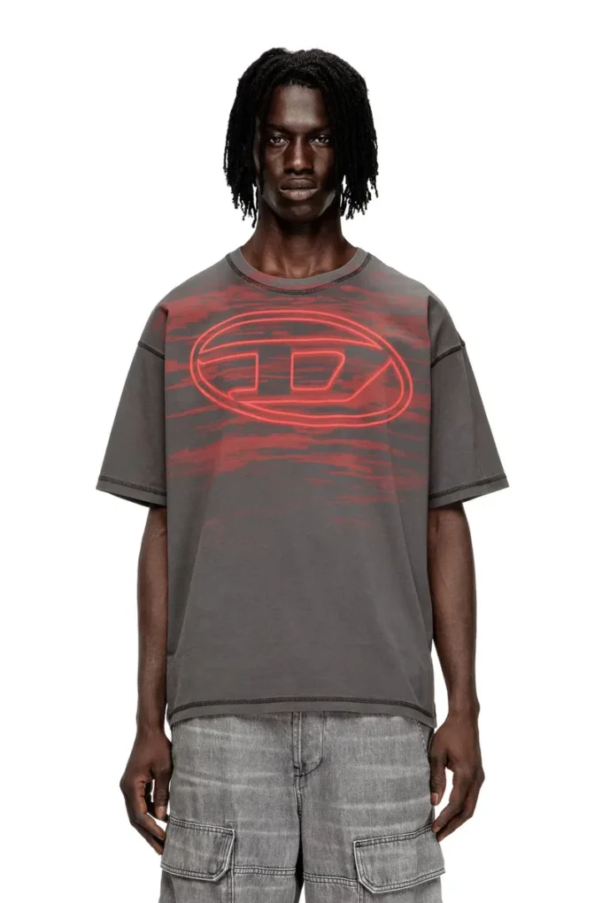 t-boxt-t5 T-shirt in cotone con stampa ovale D t-boxt-t5 T-shirt in cotone con stampa ovale D