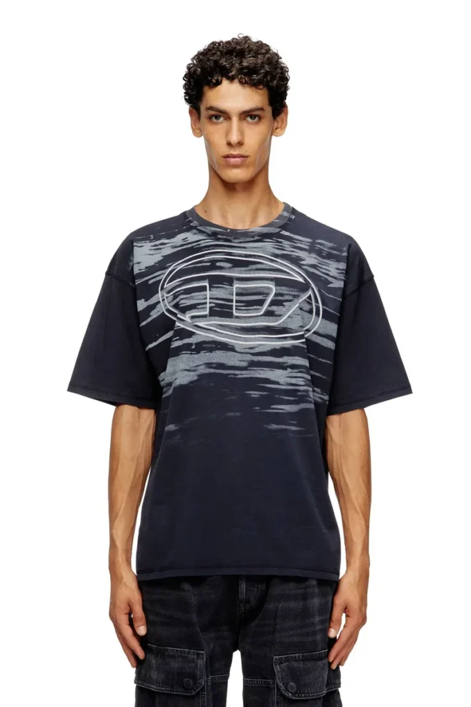 t-boxt-t5 T-shirt in cotone con stampa ovale D t-boxt-t5 T-shirt in cotone con stampa ovale D