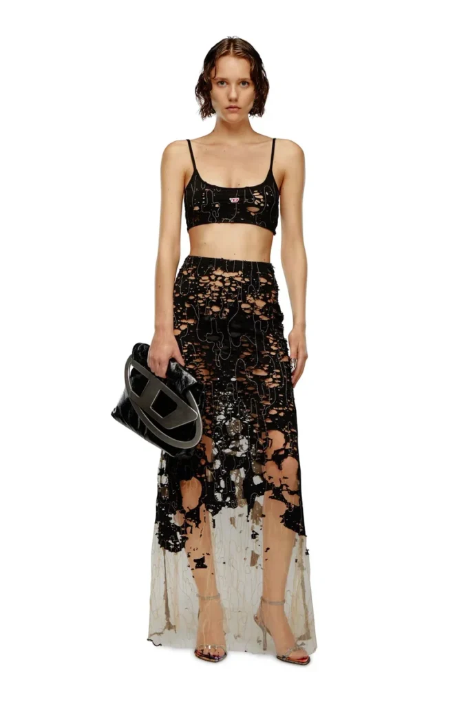 t-bra-dev Top reggiseno in tulle con jersey distrutto t-bra-dev Top reggiseno in tulle con jersey distrutto