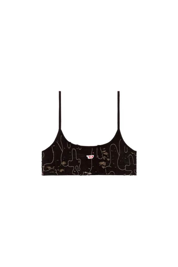 t-bra-dev Top reggiseno in tulle con jersey distrutto t-bra-dev Top reggiseno in tulle con jersey distrutto