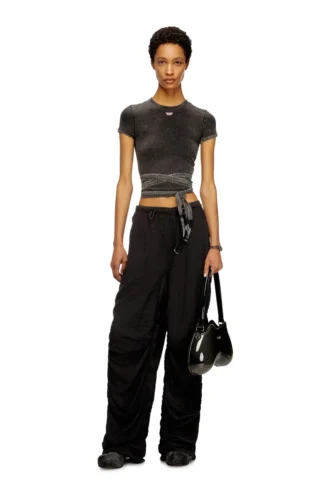 t-bunny-tail-r1 T-shirt effetto denim con lacci incrociati