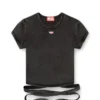 t-bunny-tail-r1 T-shirt effetto denim con lacci incrociati t-bunny-tail-r1 T-shirt effetto denim con lacci incrociati