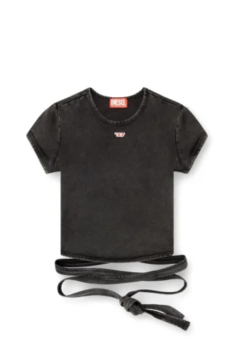 t-bunny-tail-r1 T-shirt effetto denim con lacci incrociati