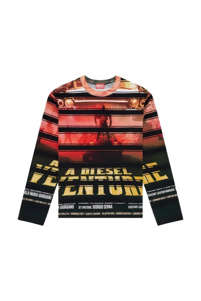 t-craneup-ls T-shirt con stampa a righe ispirata al cinema t-craneup-ls T-shirt con stampa a righe ispirata al cinema