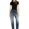 t-ele-long-od T-shirt slim a costine con Oval D metallico
