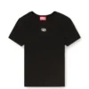 t-ele-long-od T-shirt slim a costine con Oval D metallico