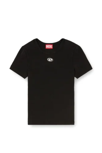 t-ele-long-od T-shirt slim a costine con Oval D metallico
