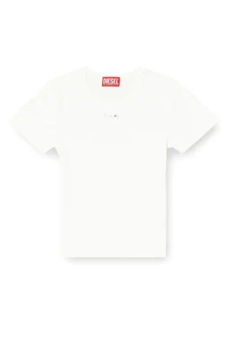 t-ele-long-od T-shirt slim a costine con Oval D metallico