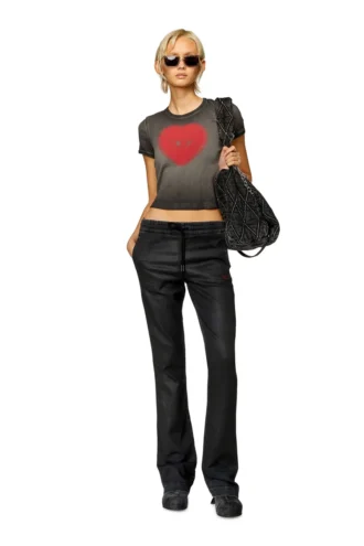 t-ele T-shirt a costine con cuore acquerellato D