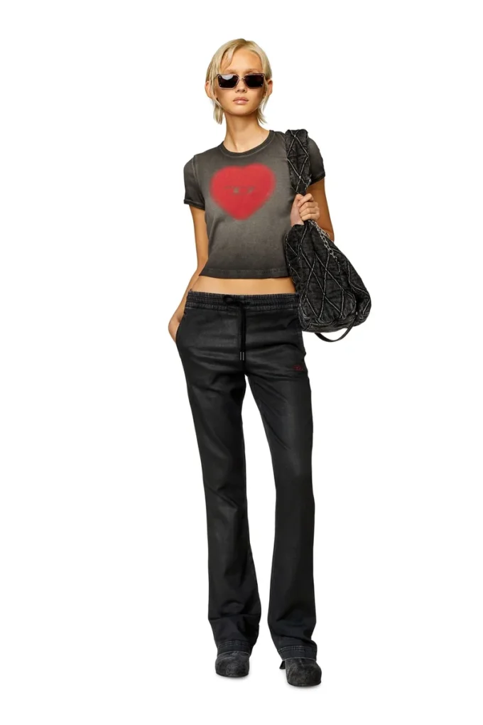 t-ele T-shirt a costine con cuore acquerellato D t-ele T-shirt a costine con cuore acquerellato D