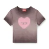 t-ele T-shirt a costine con cuore acquerellato D t-ele T-shirt a costine con cuore acquerellato D