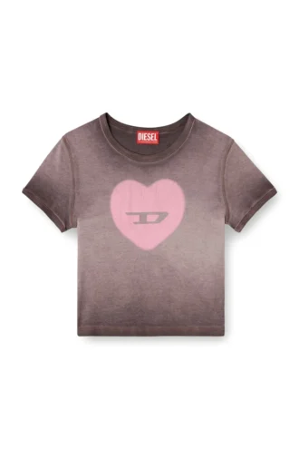 t-ele T-shirt a costine con cuore acquerellato D