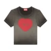 t-ele T-shirt a costine con cuore acquerellato D t-ele T-shirt a costine con cuore acquerellato D