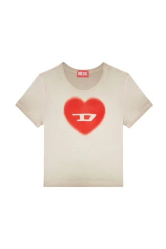 t-ele T-shirt a costine con cuore acquerellato D