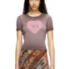 t-ele T-shirt a costine con cuore acquerellato D t-ele T-shirt a costine con cuore acquerellato D