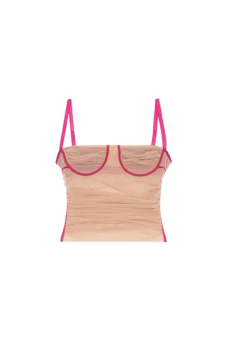 t-hailyna Top in rete arricciata con bordi rifiniti