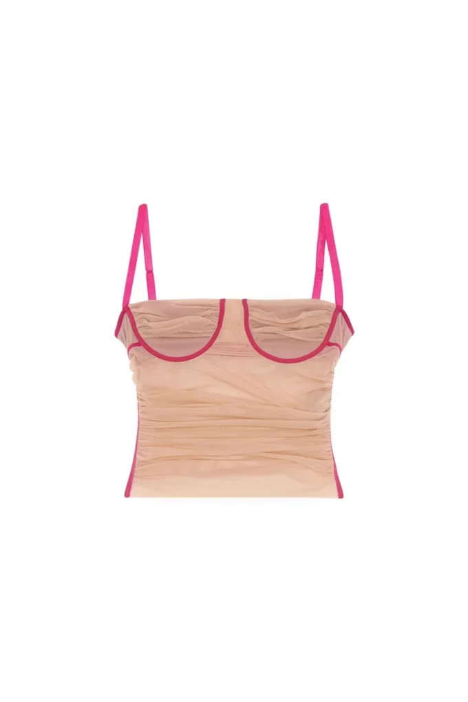 t-hailyna Top in rete arricciata con bordi rifiniti t-hailyna Top in rete arricciata con bordi rifiniti