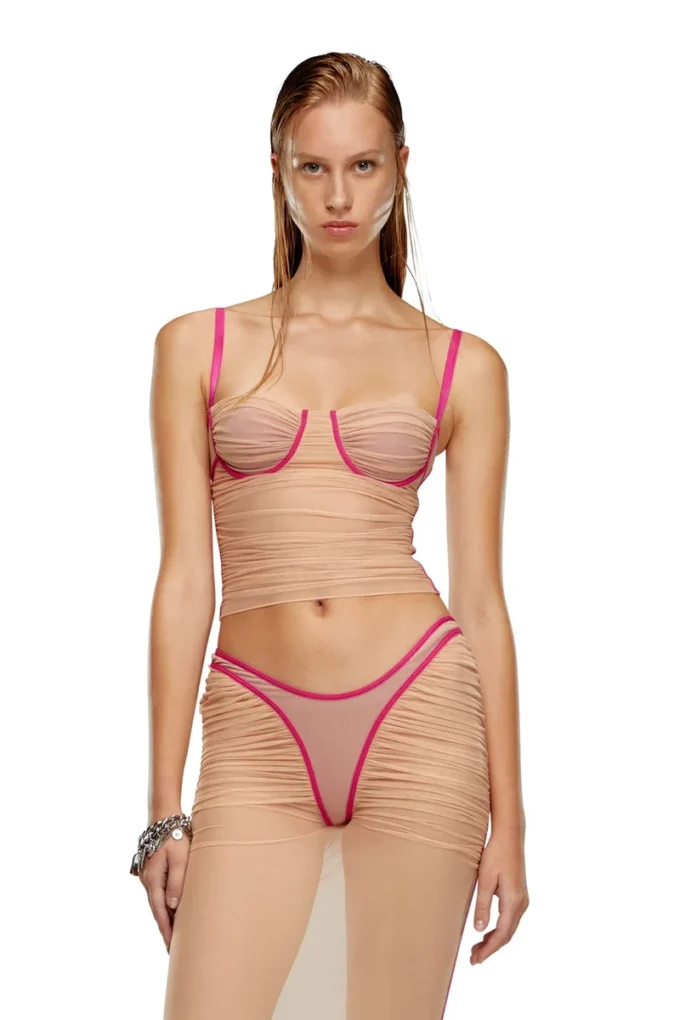 t-hailyna Top in rete arricciata con bordi rifiniti t-hailyna Top in rete arricciata con bordi rifiniti