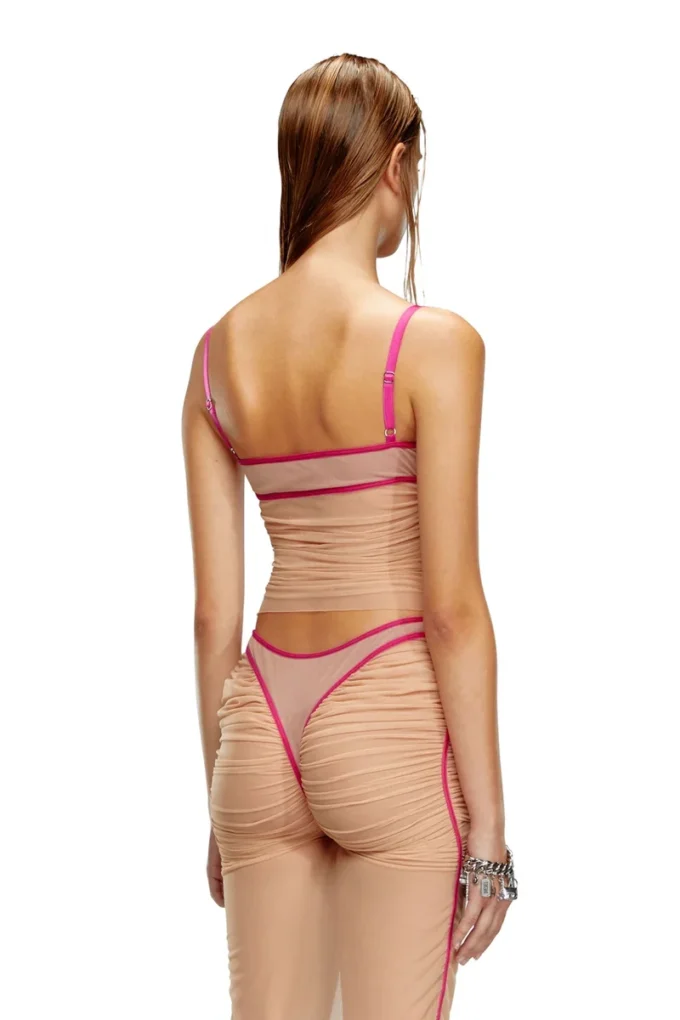 t-hailyna Top in rete arricciata con bordi rifiniti t-hailyna Top in rete arricciata con bordi rifiniti