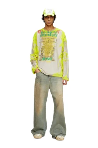t-hassan-ls-a T-shirt in nylon a maniche lunghe con stampa del testo di una canzone