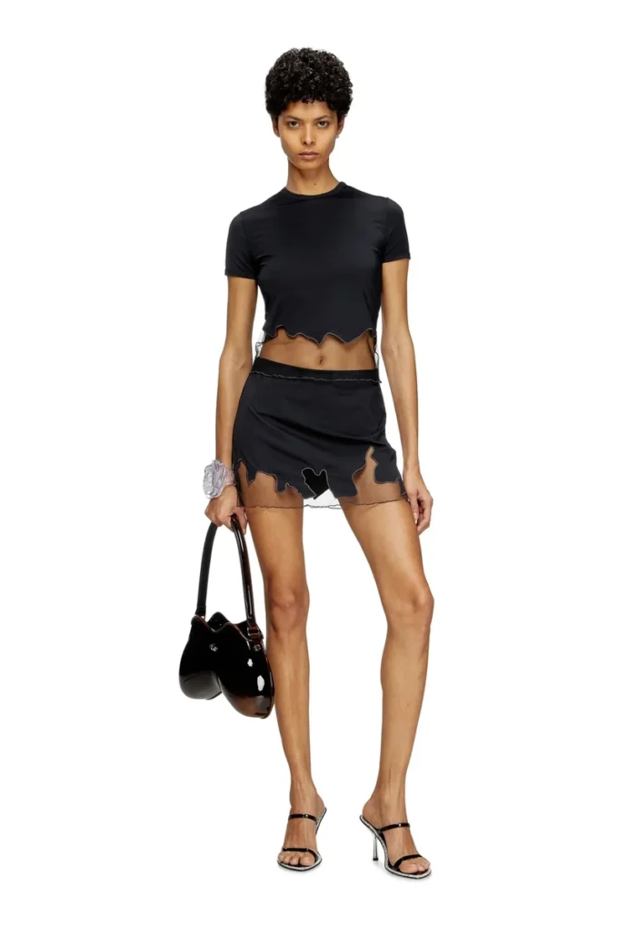 t-inlay-r1 T-shirt in nylon con inserto in tulle t-inlay-r1 T-shirt in nylon con inserto in tulle