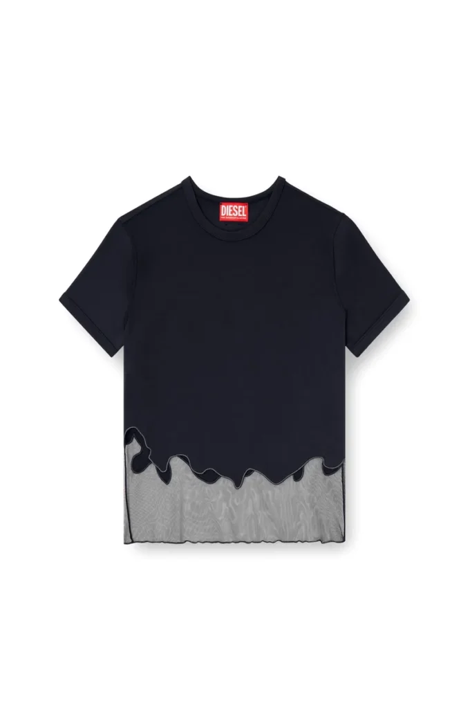 t-inlay-r1 T-shirt in nylon con inserto in tulle t-inlay-r1 T-shirt in nylon con inserto in tulle