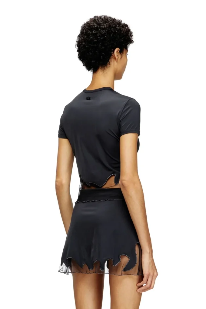 t-inlay-r1 T-shirt in nylon con inserto in tulle t-inlay-r1 T-shirt in nylon con inserto in tulle