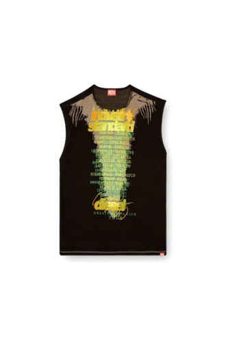 t-isak-a T-shirt senza maniche con stampa di testi di canzoni