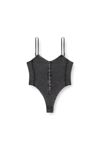t-ley Body con tanga in jersey a costine marmorizzato