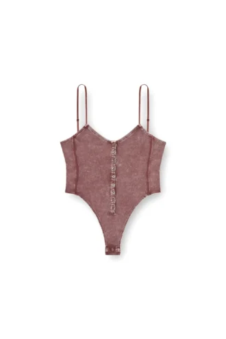 t-ley Body con tanga in jersey a costine marmorizzato