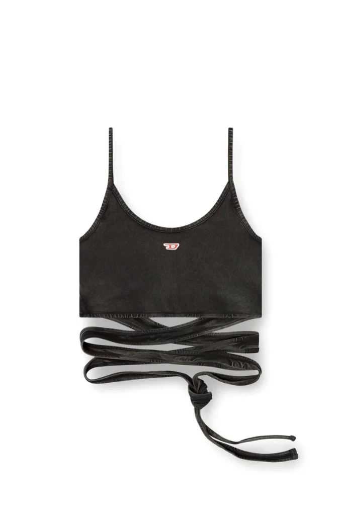 t-leya-tail-r1 Canotta effetto denim con lacci incrociati t-leya-tail-r1 Canotta effetto denim con lacci incrociati