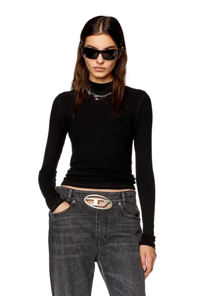 t-mokky-ls-microdiv Top a costine con collo alto t-mokky-ls-microdiv Top a costine con collo alto