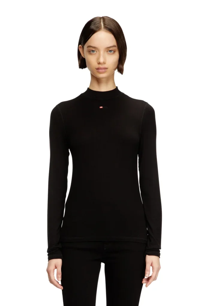 t-mokky-ls-microdiv Top con collo alto e micro logo