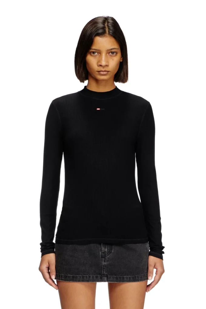 t-mokky-ls-microdiv Top con collo alto e micro logo