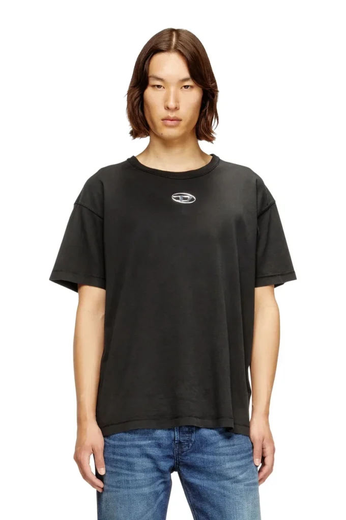 t-norm-iod T-shirt leggera in cotone con logo Oval D metallizzato