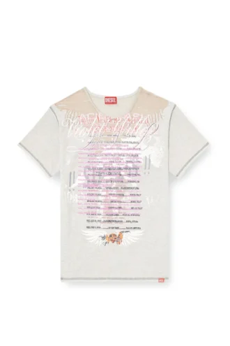 t-normac T-shirt girocollo con stampa di testi di canzoni