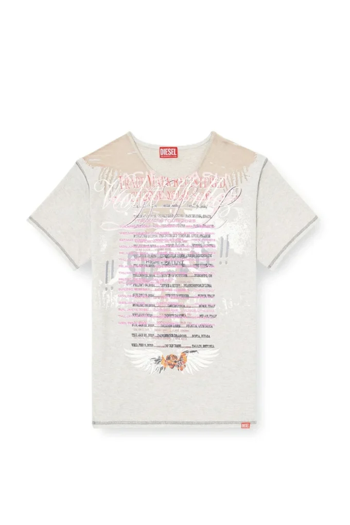 t-normac T-shirt girocollo con stampa di testi di canzoni
