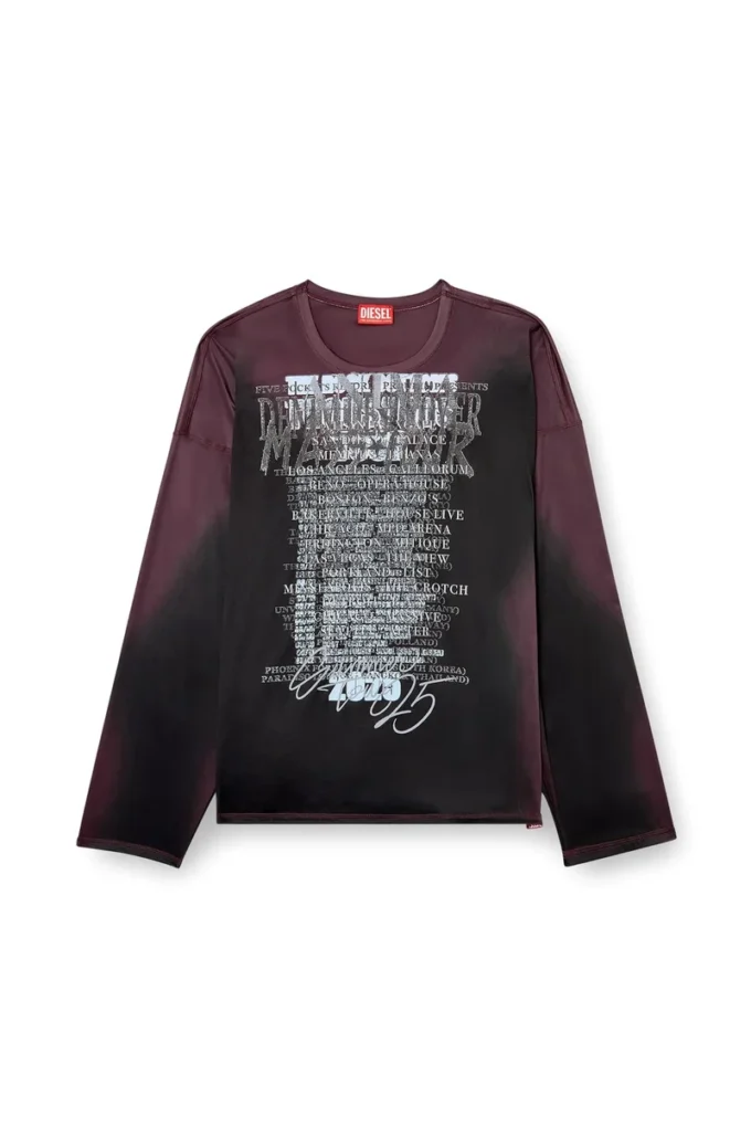 t-olavi-aa T-shirt in jersey tecnico a maniche lunghe con stampa di testi di canzoni