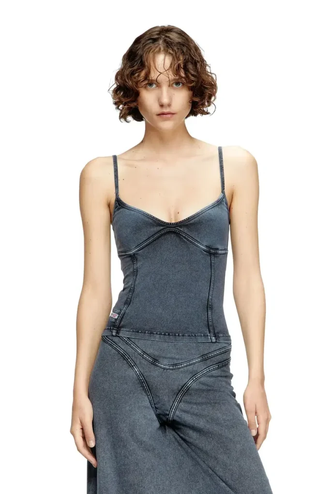 t-ony Top con spalline in jersey effetto denim t-ony Top con spalline in jersey effetto denim