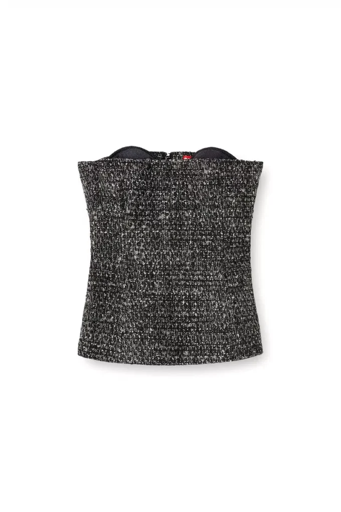 t-orset Top corsetto bouclé con scollo ultra profondo