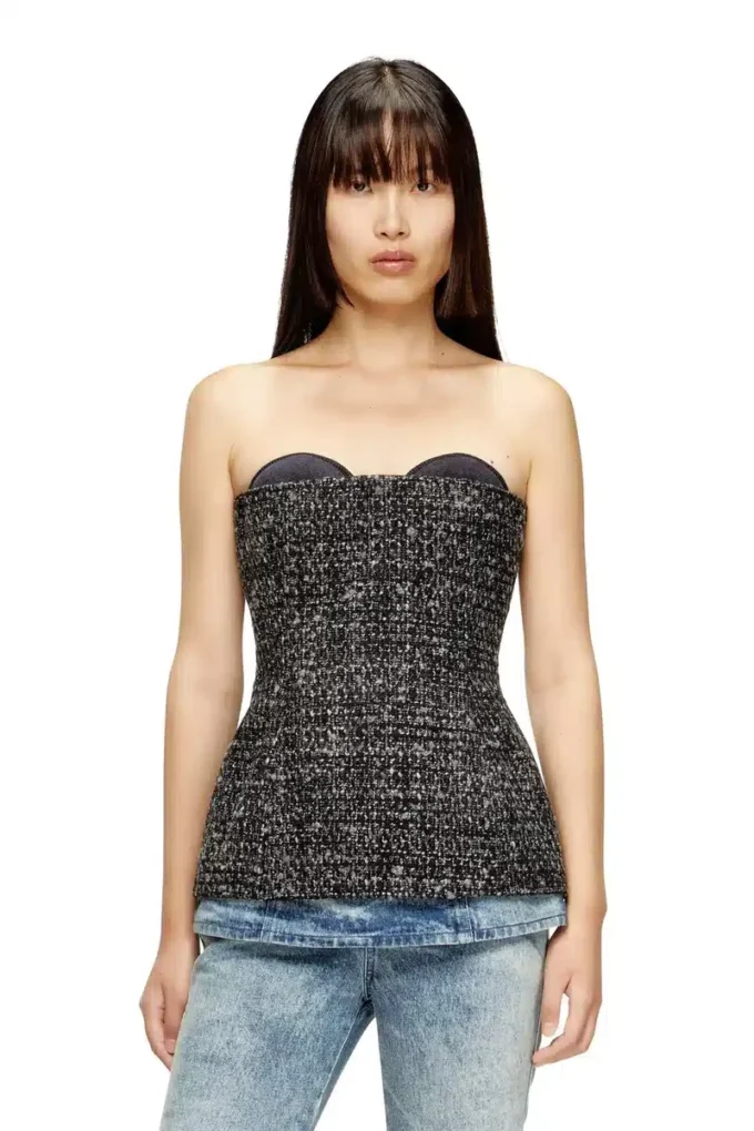 t-orset Top corsetto bouclé con scollo ultra profondo